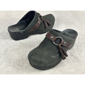 Dansko Shandi Womens US 8.5-9 EUR 39 Clogs Mules Black Leather Slip On Tassels